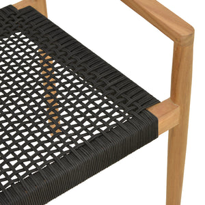 Πολυθρόνα Lengan  σκελετός teak ξύλο σε φυσική απόχρωση-μαύρο σχοινί 54x52x80εκ - Pakobazaar
