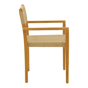 Πολυθρόνα Lengan  σκελετός teak ξύλο σε φυσική απόχρωση-μπεζ σχοινί 54x52x80εκ - Pakobazaar