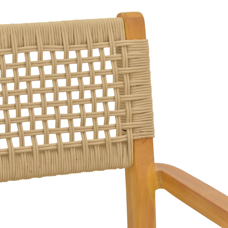 Πολυθρόνα Lengan  σκελετός teak ξύλο σε φυσική απόχρωση-μπεζ σχοινί 54x52x80εκ - Pakobazaar