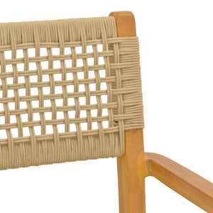 Πολυθρόνα Lengan  σκελετός teak ξύλο σε φυσική απόχρωση-μπεζ σχοινί 54x52x80εκ - Pakobazaar