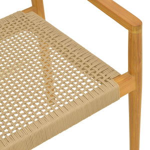 Πολυθρόνα Lengan  σκελετός teak ξύλο σε φυσική απόχρωση-μπεζ σχοινί 54x52x80εκ - Pakobazaar