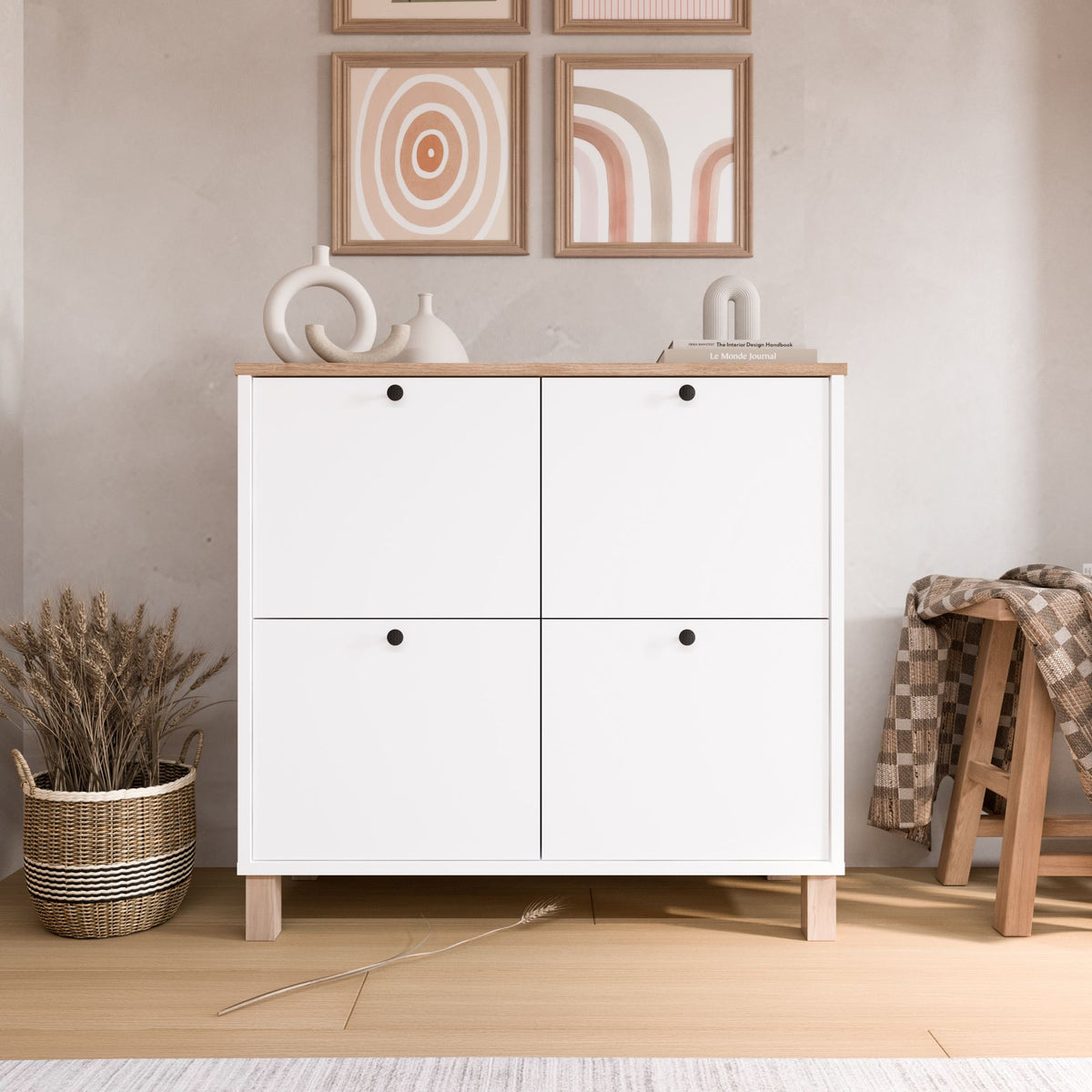 Παπουτσοθήκη Sigri Λευκό - Δρυς 90x35x85.2 εκ. Μελαμίνης