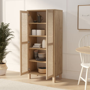 Στήλη Αποθήκευσης Antiparos Με Rattan Δρυς 60x35x133.6 εκ.