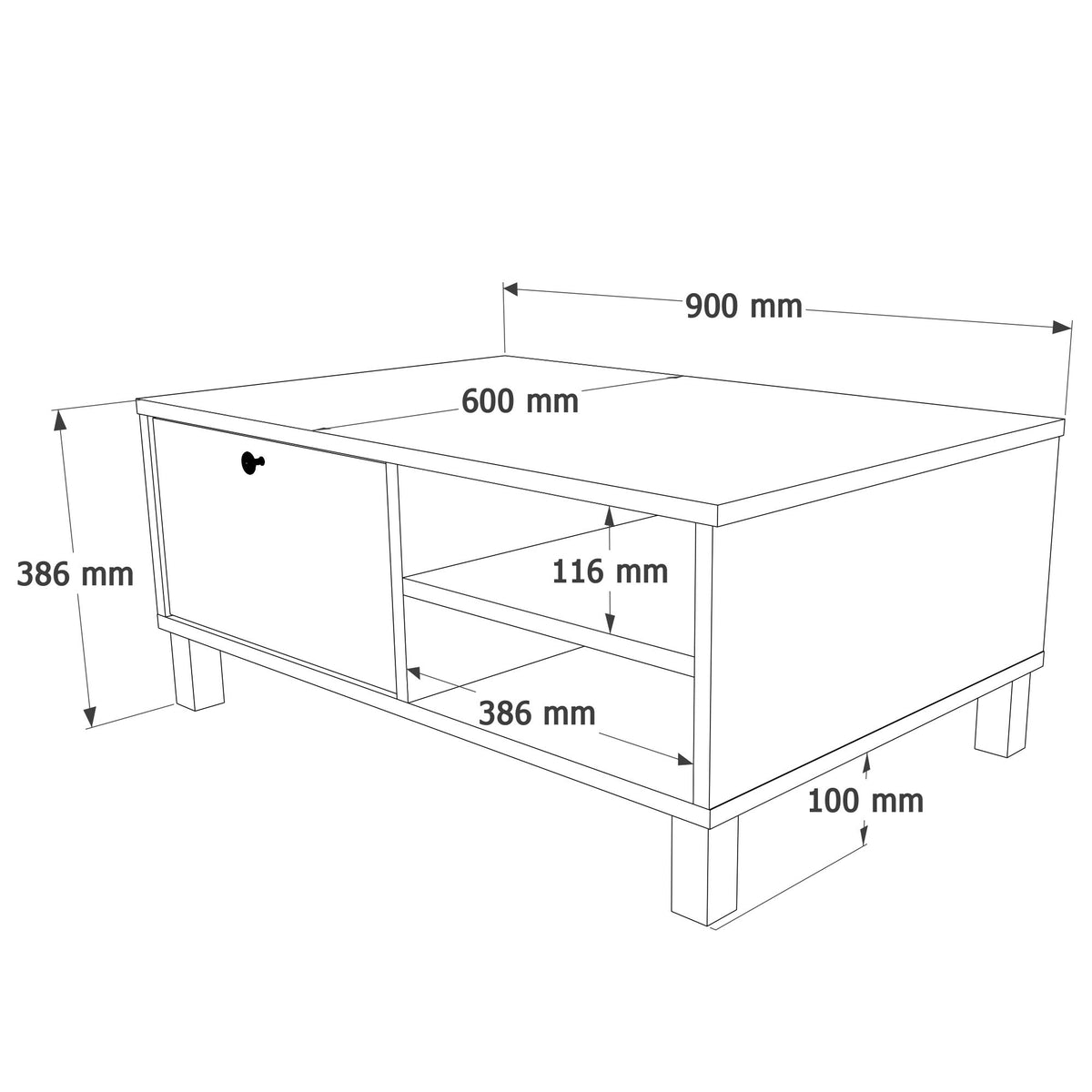 Τραπεζάκι Σαλονιού Sigri Λευκό - Δρυς 90x60x38.6 εκ. Μελαμίνης - Pakobazaar