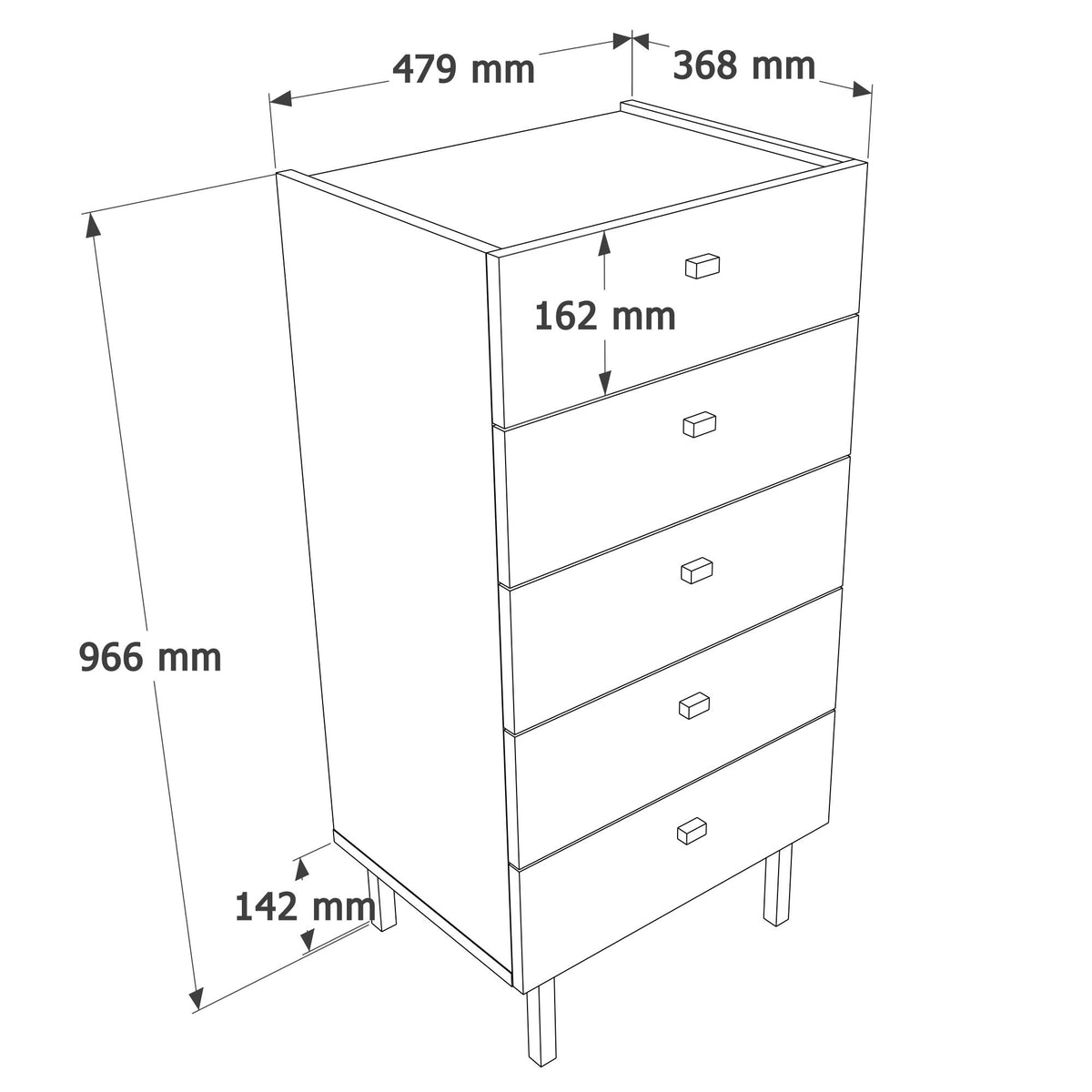 Συρταριέρα Skalochori Άμμου - Δρυς 47.9x36.8x96.6 εκ. Μελαμίνης - Pakobazaar