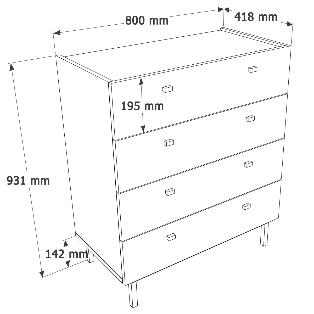 Συρταριέρα Skalochori Λευκό 80x41.8x93.1 εκ. Μελαμίνης - Pakobazaar