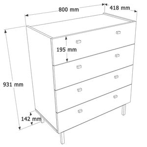 Συρταριέρα Skalochori Λευκό 80x41.8x93.1 εκ. Μελαμίνης - Pakobazaar