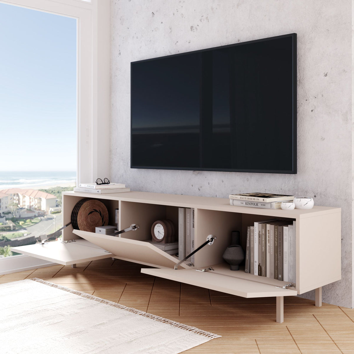 Έπιπλο Τηλεόρασης Papiana Άμμου 180x36.8x47.3 εκ. Μελαμίνης - Pakobazaar