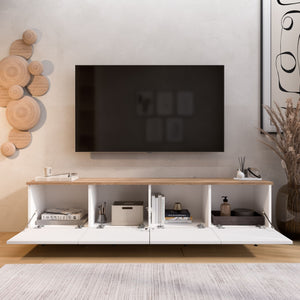 Έπιπλο Τηλεόρασης Sigri Λευκό - Δρυς 180x34.1x45.6 εκ. Μελαμίνης - Pakobazaar