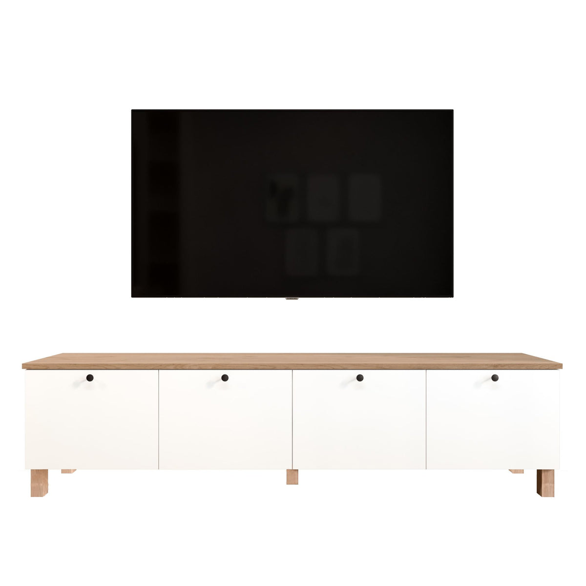 Έπιπλο Τηλεόρασης Sigri Λευκό - Δρυς 180x34.1x45.6 εκ. Μελαμίνης - Pakobazaar