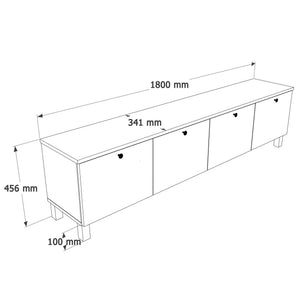Έπιπλο Τηλεόρασης Sigri Λευκό - Δρυς 180x34.1x45.6 εκ. Μελαμίνης - Pakobazaar