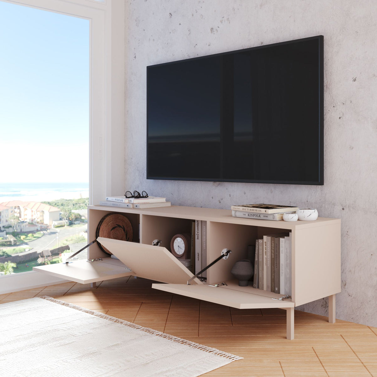 Έπιπλο Τηλεόρασης Papiana Άμμου 150x36.8x47.3 εκ. Μελαμίνης - Pakobazaar