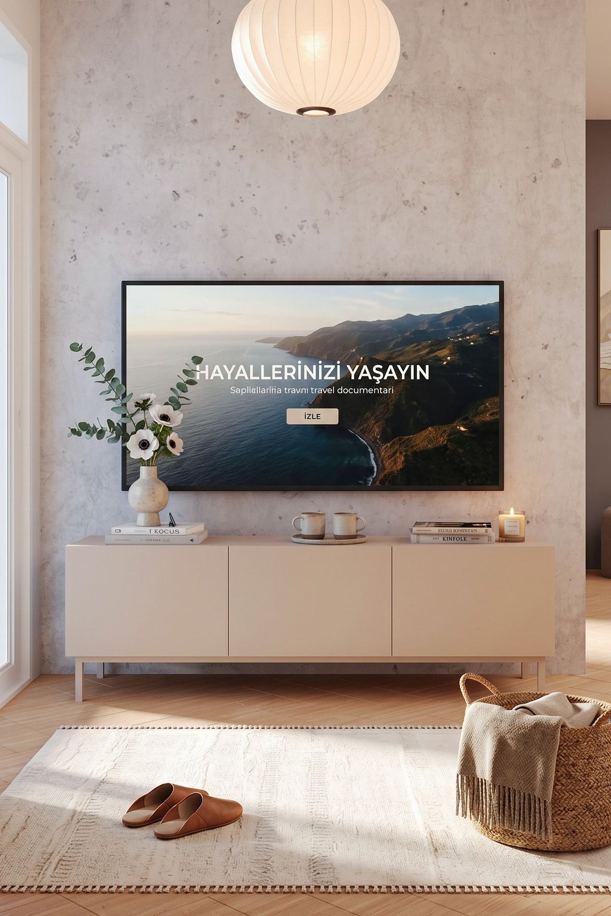 Έπιπλο Τηλεόρασης Papiana Άμμου 150x36.8x47.3 εκ. Μελαμίνης - Pakobazaar
