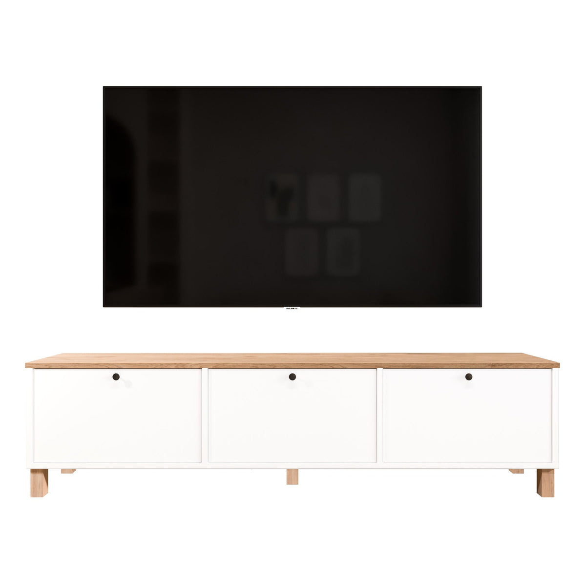 Έπιπλο Τηλεόρασης Sigri Λευκό - Δρυς 180x32x45.6 εκ. Μελαμίνης