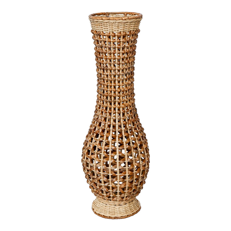 Βάζο Gucre Inart ξύλο-rattan pe σε φυσική απόχρωση Φ25x70εκ - Image 1
