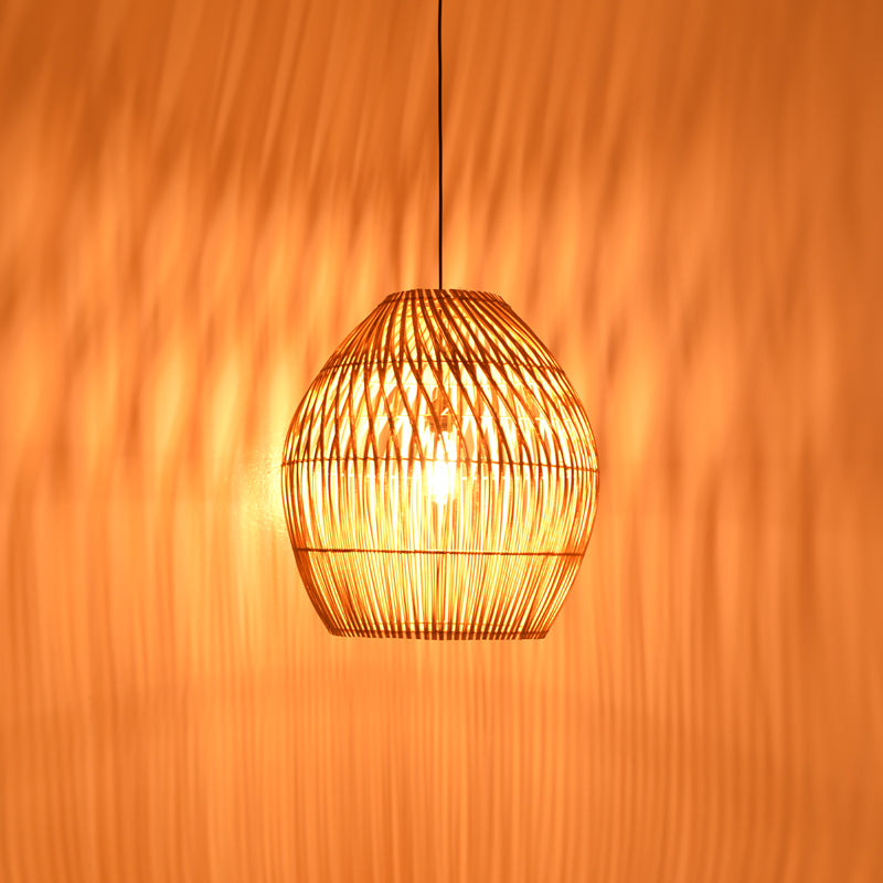 Φωτιστικό οροφής Irden Inart rattan σε φυσική απόχρωση Φ50x40εκ - Pakobazaar