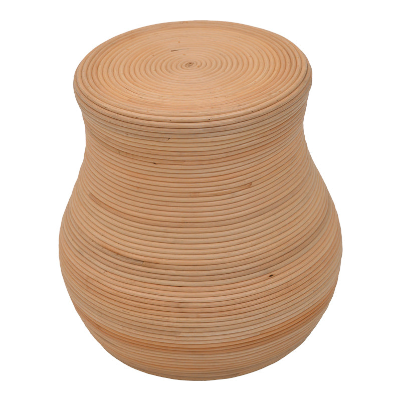 Σκαμπό Bulaten Inart rattan σε φυσική απόχρωση Φ45x45εκ - Pakobazaar
