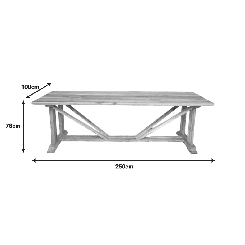 Τραπέζι Smarious  teak ξύλο σε φυσική απόχρωση 250x100x78εκ - Pakobazaar