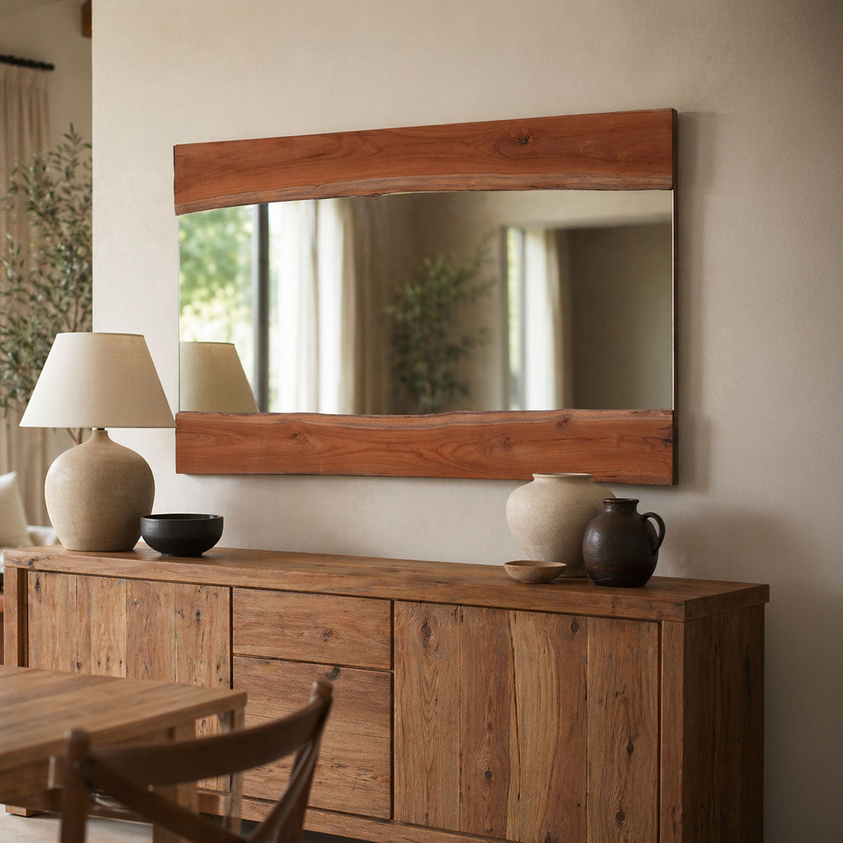Καθρέπτης Riverine  teak ξύλο σε φυσική απόχρωση 120x80x4εκ - Pakobazaar