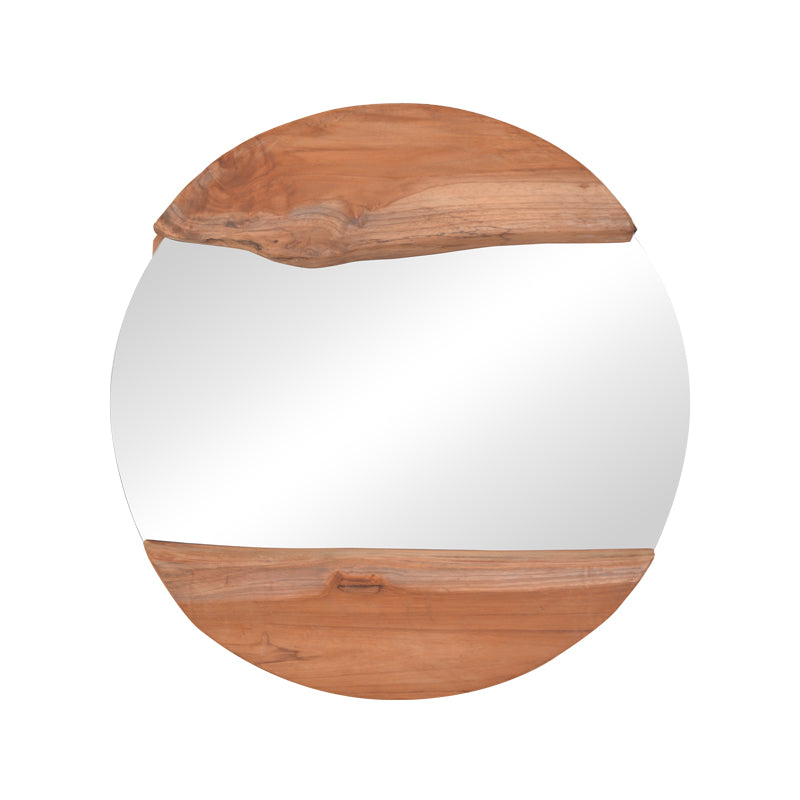 Καθρέπτης Alkmen  teak ξύλο σε φυσική απόχρωση Φ60x4εκ - Pakobazaar