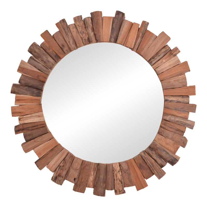 Καθρέπτης Rounder  teak ξύλο σε φυσική απόχρωση Φ100x5εκ - Image 1