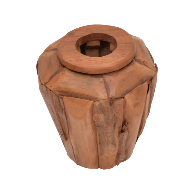 Διακοσμητικό βάζο Archean  teak ξύλο σε φυσική απόχρωση Φ30x30εκ - Pakobazaar