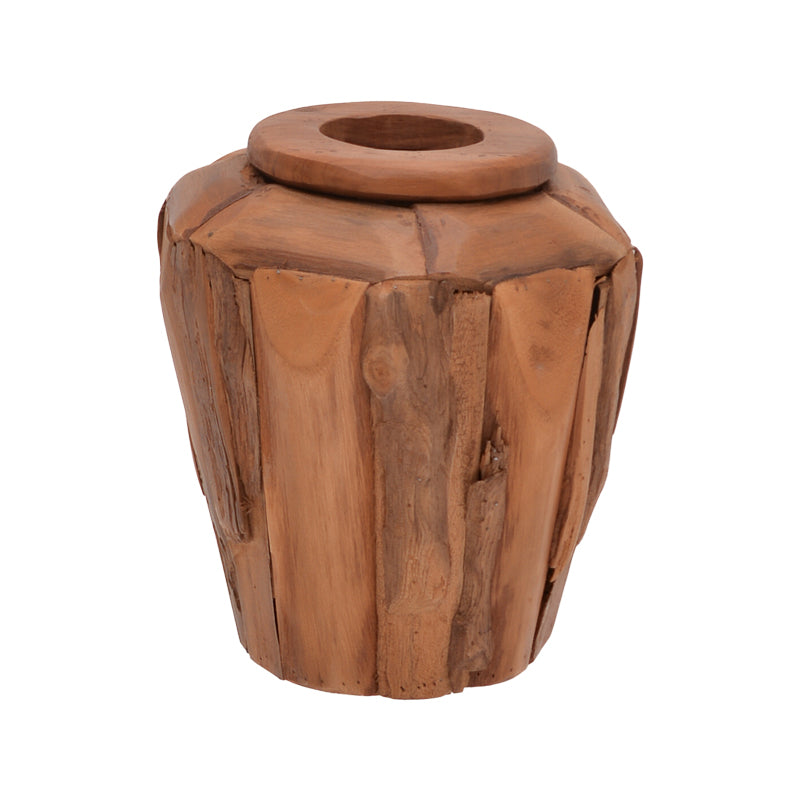Διακοσμητικό βάζο Archean  teak ξύλο σε φυσική απόχρωση Φ30x30εκ - Pakobazaar