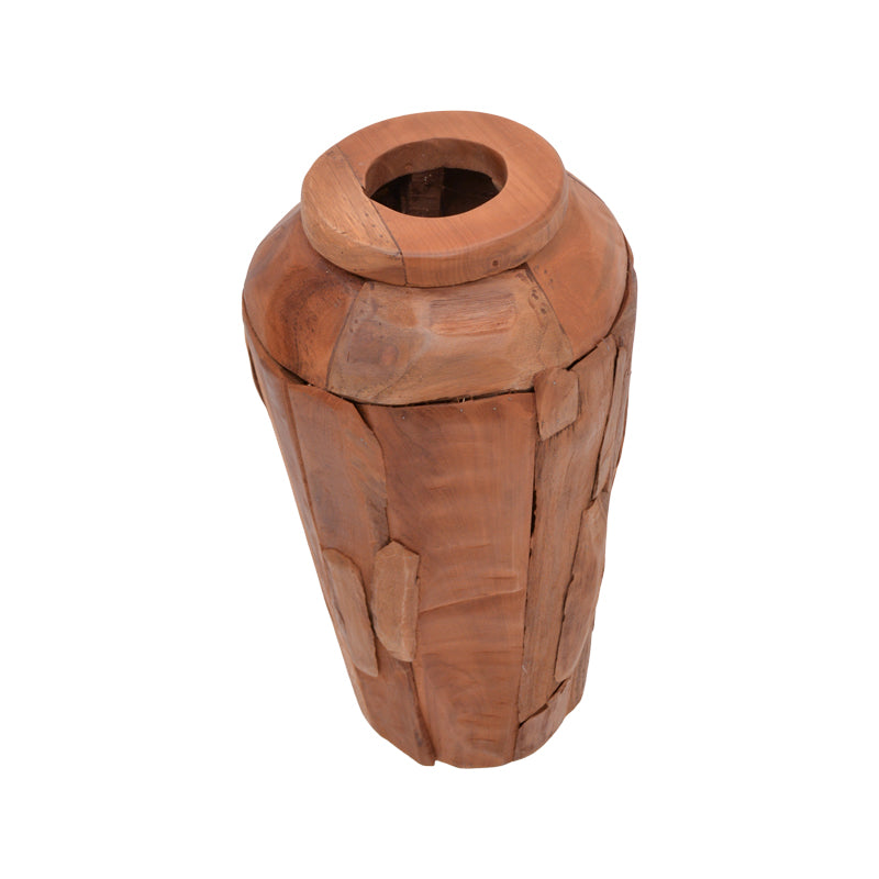 Διακοσμητικό βάζο Archean  teak ξύλο σε φυσική απόχρωση Φ30x60εκ - Pakobazaar