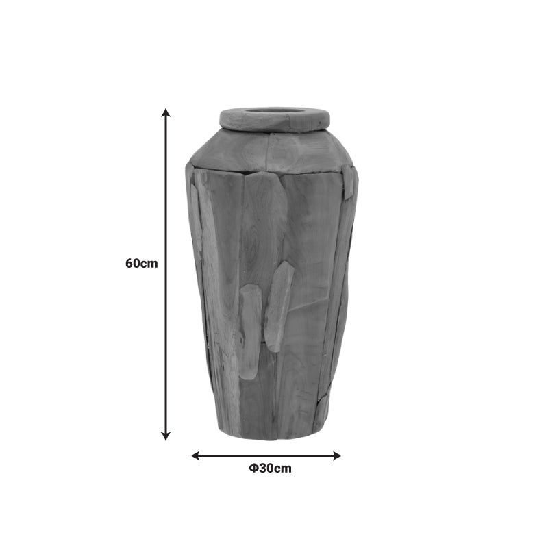 Διακοσμητικό βάζο Archean  teak ξύλο σε φυσική απόχρωση Φ30x60εκ - Pakobazaar