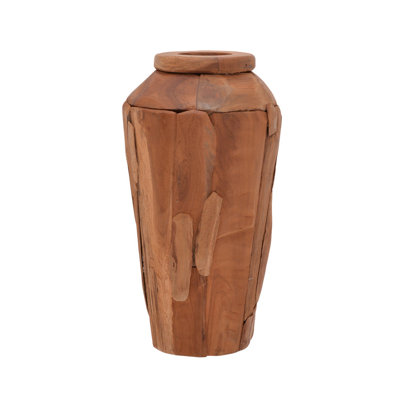 Διακοσμητικό βάζο Archean  teak ξύλο σε φυσική απόχρωση Φ30x60εκ - Pakobazaar
