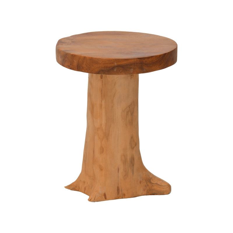 Σκαμπό Feranto  teak ξύλο σε φυσική απόχρωση Φ35x45εκ - Pakobazaar