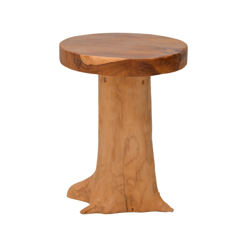 Σκαμπό Feranto  teak ξύλο σε φυσική απόχρωση Φ35x45εκ - Pakobazaar