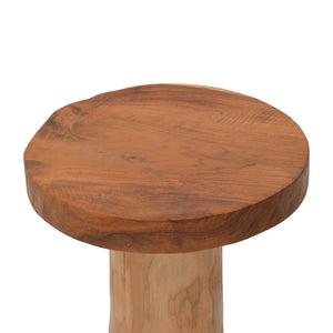 Σκαμπό Feranto  teak ξύλο σε φυσική απόχρωση Φ35x45εκ - Pakobazaar