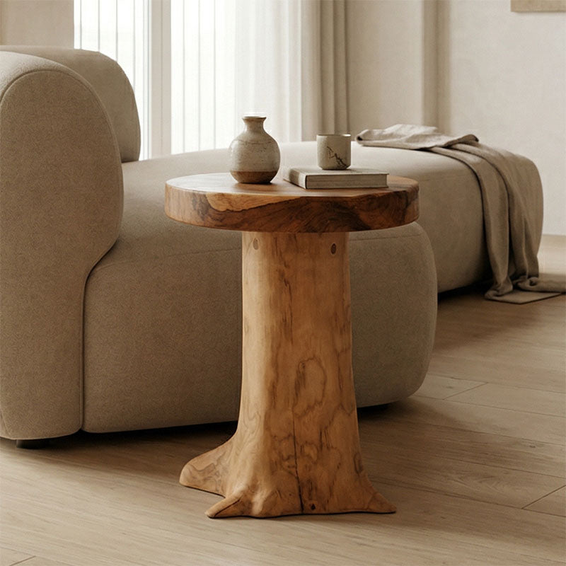 Σκαμπό Feranto  teak ξύλο σε φυσική απόχρωση Φ35x45εκ - Pakobazaar