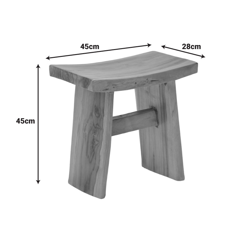 Σκαμπό Borbe  teak ξύλο σε φυσική απόχρωση 45x28x45εκ - Pakobazaar