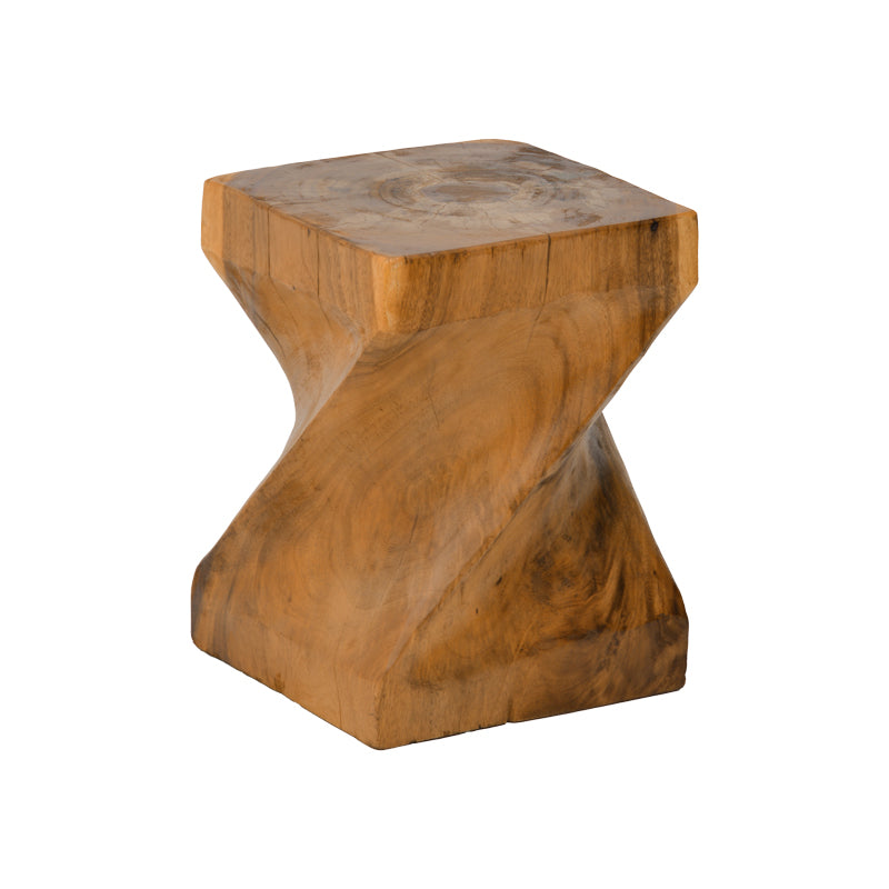 Σκαμπό Twister  suar ξύλο σε φυσική απόχρωση 30x30x45εκ - Pakobazaar