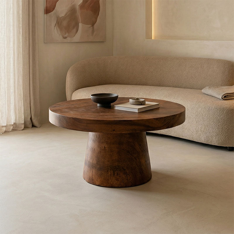 Τραπέζι σαλονιού Nepal  καρυδί suar ξύλο Φ80x45εκ - Pakobazaar