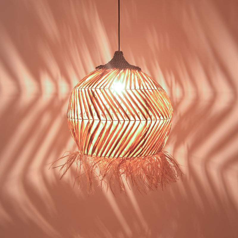 Φωτιστικό οροφής Koronse Inart sisal σε φυσικό χρώμα Φ55x68εκ - Pakobazaar