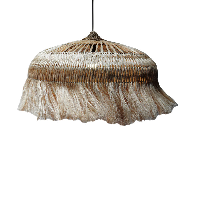 Φωτιστικό οροφής Garrie Inart abaca σε φυσικό χρώμα Φ80x50εκ - Image 1