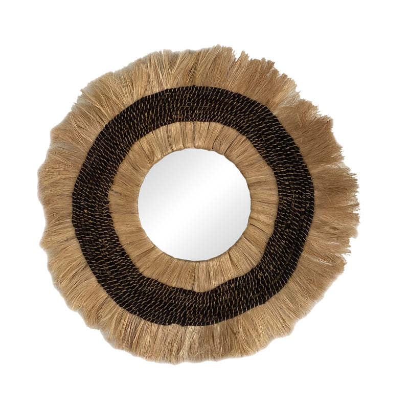 Καθρέπτης Verone Inart abaca σε φυσικό χρώμα Φ80x5εκ - Image 1