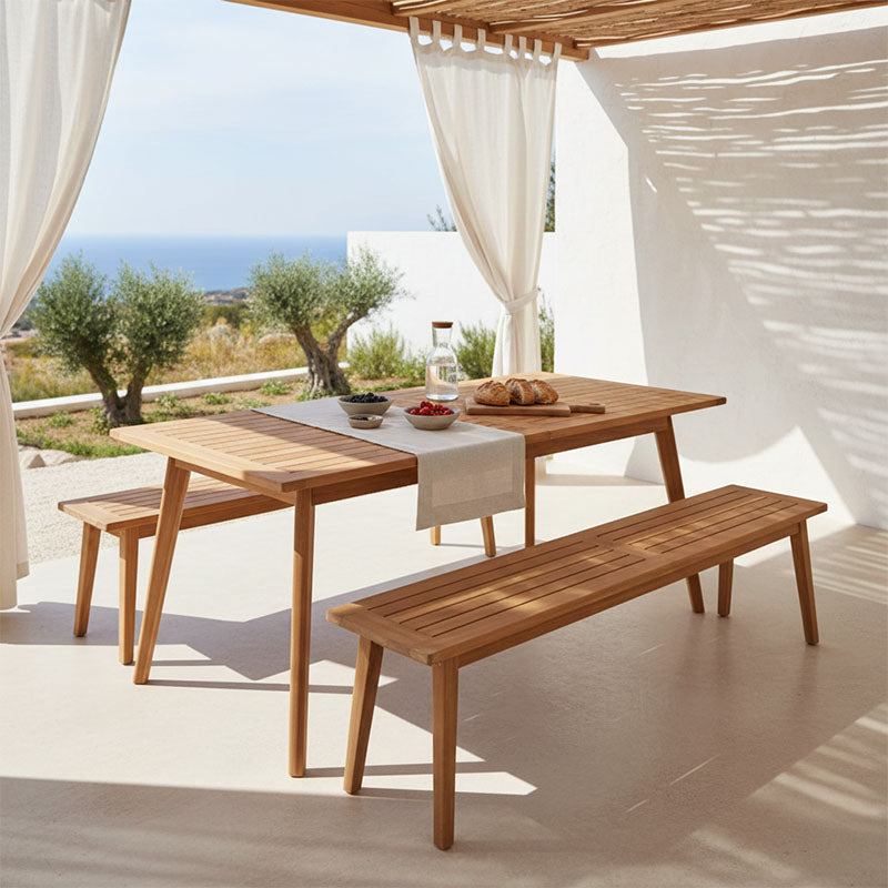 Τραπέζι Pino  επεκτεινόμενο teak ξύλο σε φυσική απόχρωση 180/240x100x75εκ - Pakobazaar