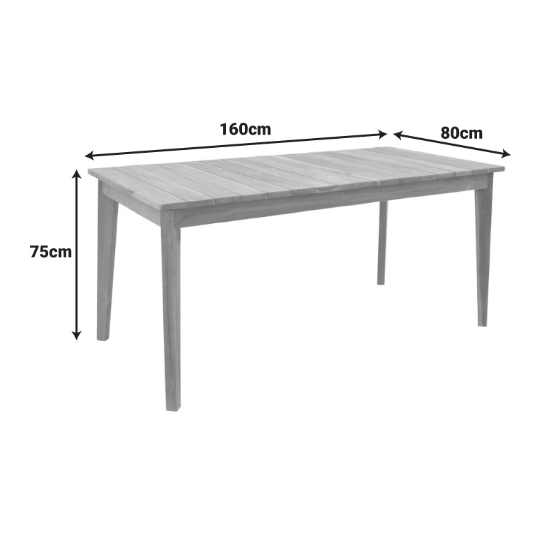 Τραπέζι Ory  teak ξύλο σε φυσική απόχρωση 160x80x75εκ - Image 6