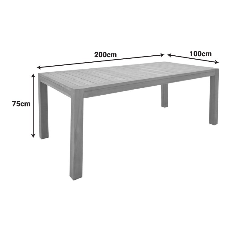 Τραπέζι Vocaly  teak ξύλο σε φυσική απόχρωση 200x100x75εκ - Pakobazaar