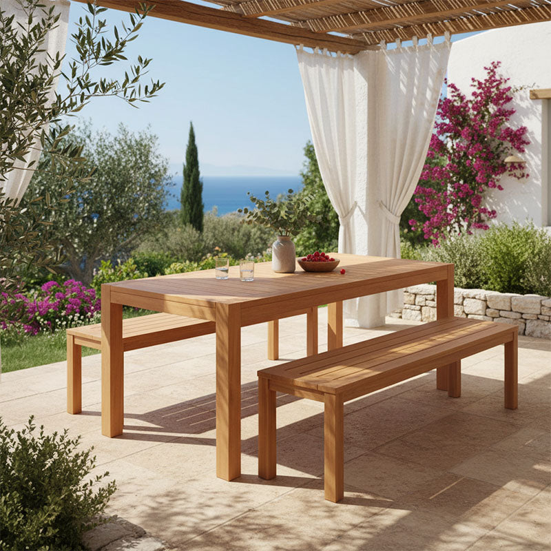 Τραπέζι Vocaly  teak ξύλο σε φυσική απόχρωση 200x100x75εκ - Pakobazaar