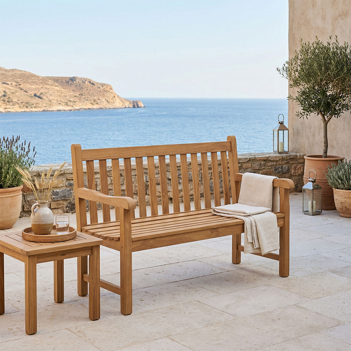 Καναπές Nat  teak ξύλο σε φυσική απόχρωση 120x57x96εκ - Pakobazaar