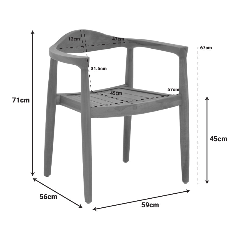 Πολυθρόνα Ganny  teak ξύλο σε φυσική απόχρωση 59x56x71εκ - Pakobazaar