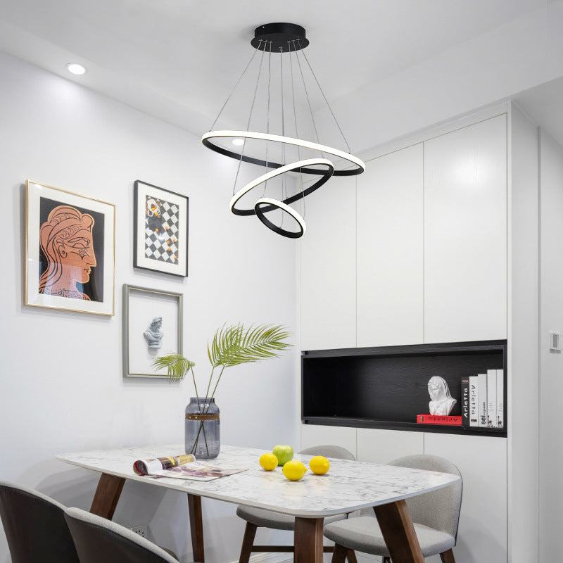 Φωτιστικό οροφής Rings  led μέταλλο μαύρο Φ60x100εκ - Pakobazaar