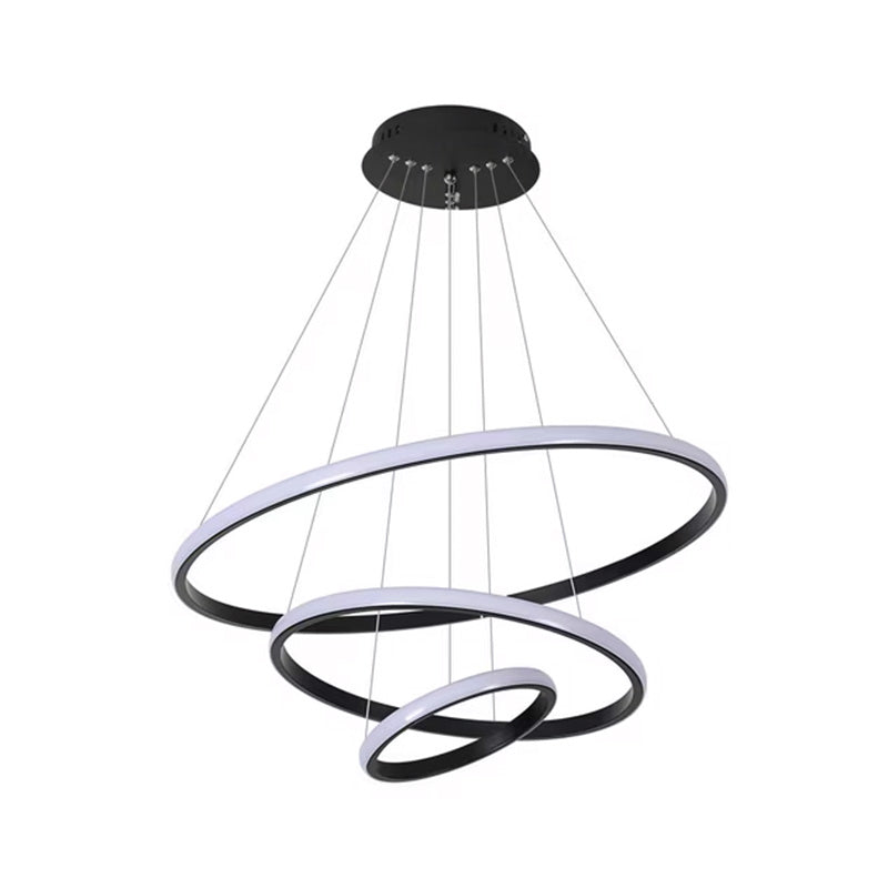 Φωτιστικό οροφής Rings  led μέταλλο μαύρο Φ60x100εκ - Pakobazaar