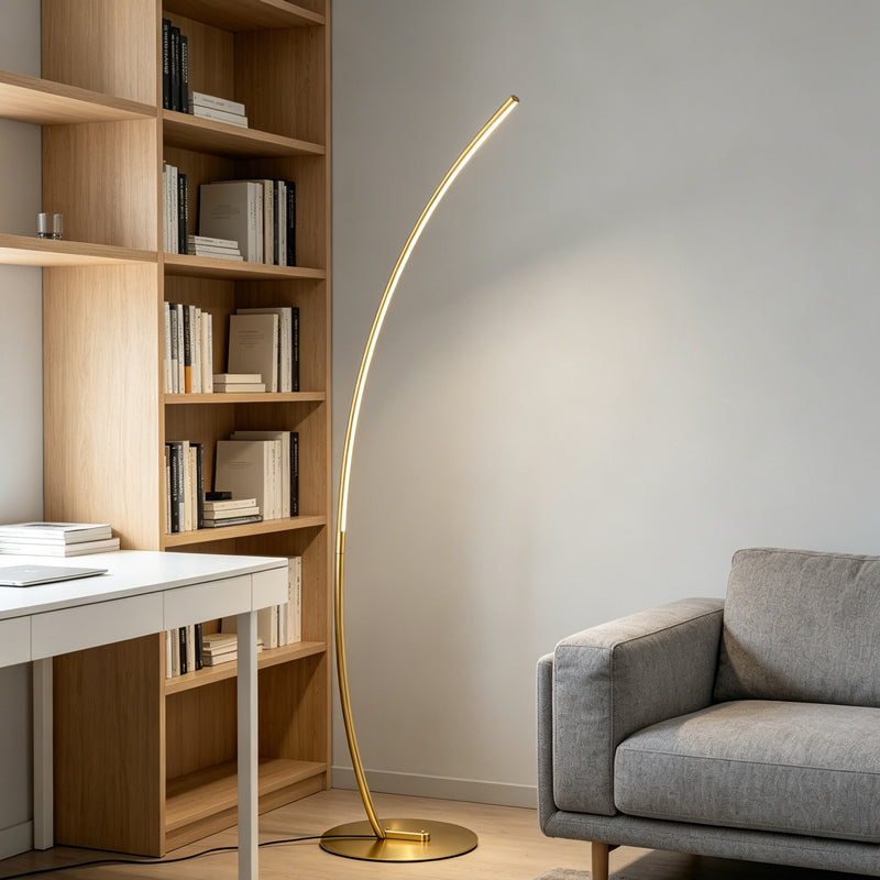 Φωτιστικό δαπέδου Archer  led χρυσό μεταλλικό 70x28x165εκ - Pakobazaar