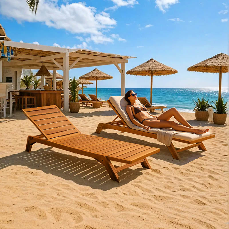 Ξαπλώστρα Melop  teak ξύλο σε φυσική απόχρωση 200x70x35εκ - Pakobazaar